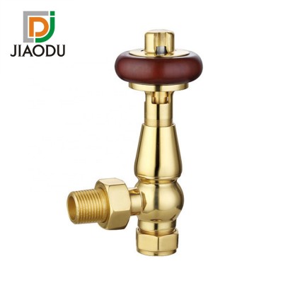 106S-J 1/2" 15mm Brass Thermostatic Wooden retro Radiator Valve for underfloor heating system